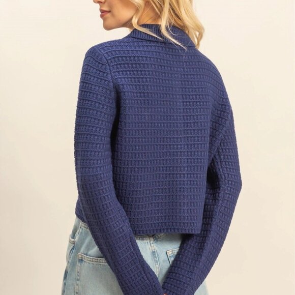 Eva Textured Knit Sweater Jacket with Gold Buttons | Women's Fall and Winter - Picture 5 of 7